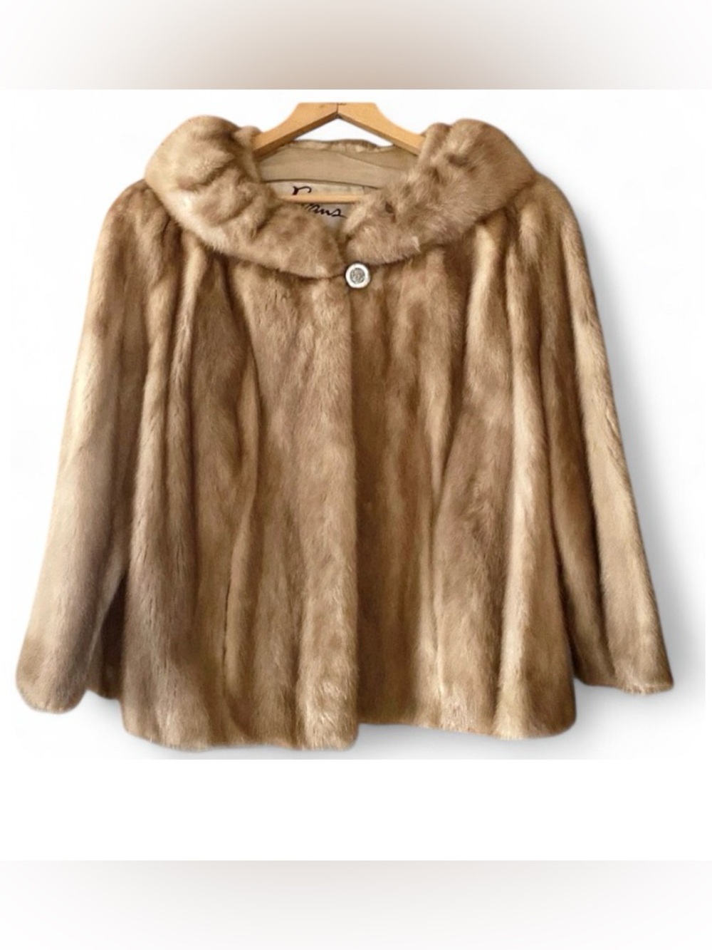 Evans Mink Fur Jacket | Autumn Haze | Shawl Collar & Bracelet Cuffs (M/L)